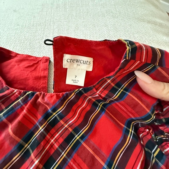 Jcrew Girls Holiday Crewcuts Vibrant Tartan Plaid Ruffle Dress size 7 - Picture 2 of 6